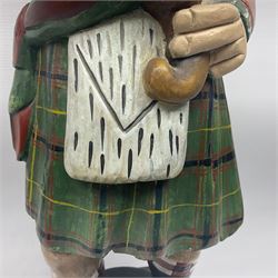 20th century painted tobacco advertisement in the form of a Scotsman wearing kilt  with a cigar, H80cm