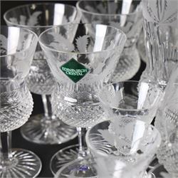 Edinburgh Crystal Thistle pattern suite of glass for ten, comprising champagne, white wine, red wine, brandy balloons, sherry, port and tumblers 