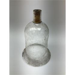 Collection of 19th century and later pharmaceutical laboratory glass, to include, large filter funnel, graham condenser, conical flask, bell jar and another with graduated tube, Provenance: discovered in the storeroom of a long established Hull pharmacist and opticians