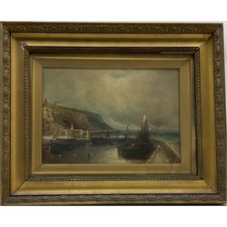 Walter Linsley Meegan (British c1860-1944): Scarborough and Whitby Harbours, pair oils on canvas signed 24cm x 34cm (2)