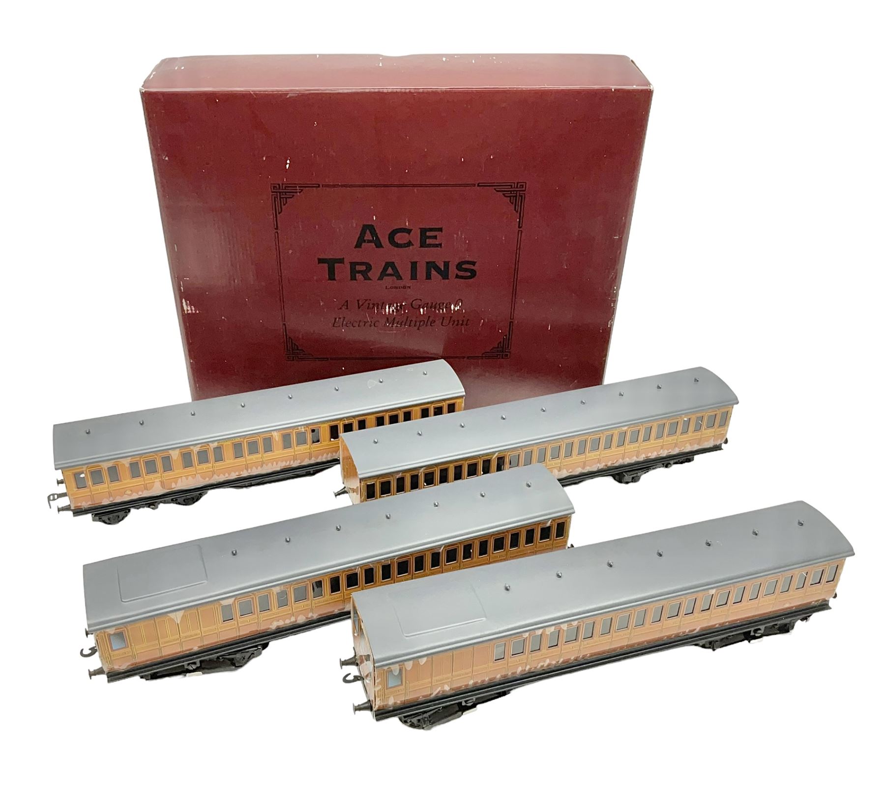 Ace Trains '0' gauge - EMU/MET four-car electric multiple unit with teak finish; boxed with instructions