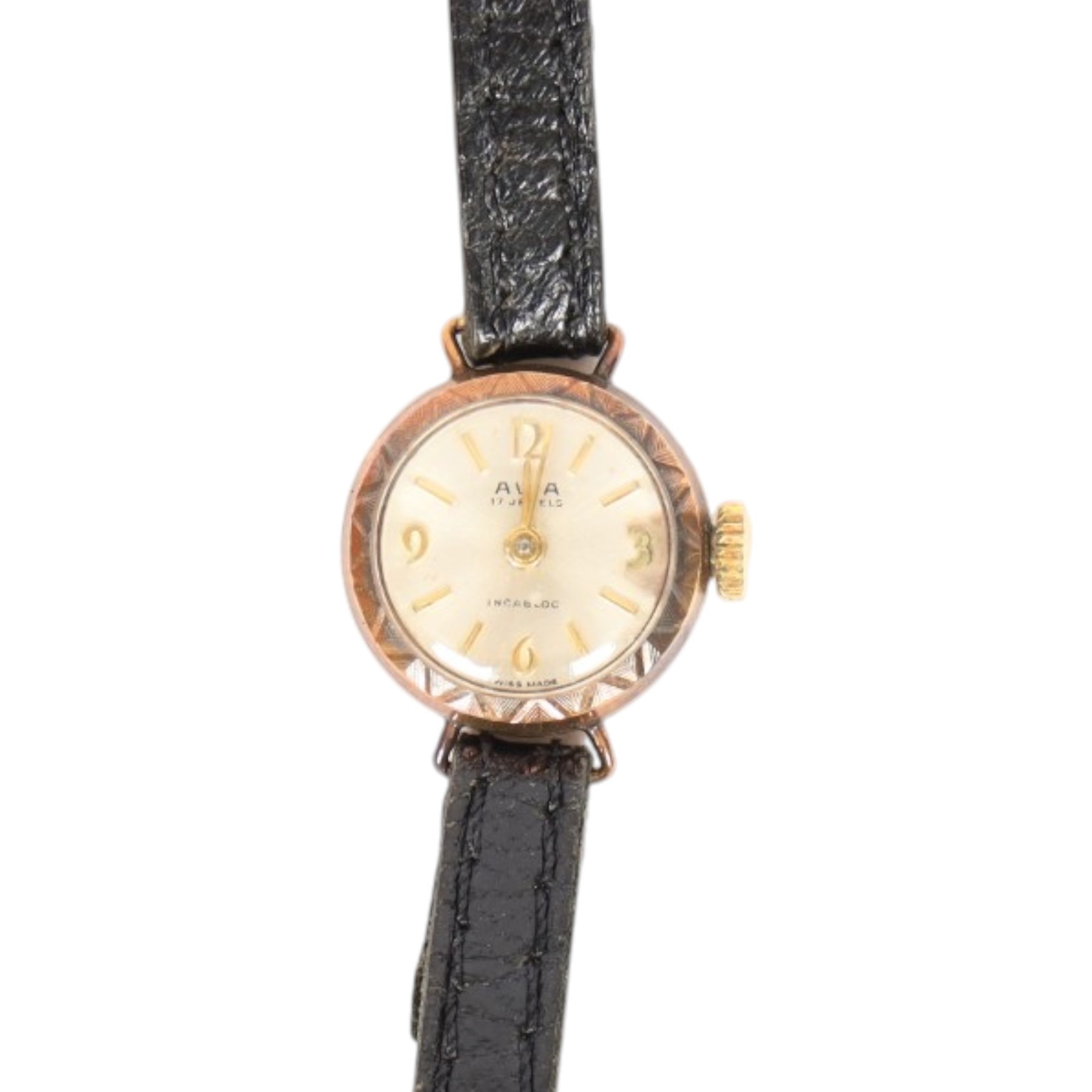 Three 9ct gold cased wristwatches, two on fabric straps