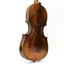 Early Violin - possibly German 17th century with a solid wood body, later neck and fingerboard. In a soft case with bow.
