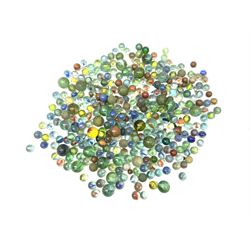 Collection of marbles with multi-coloured latticino or onionskin decoration