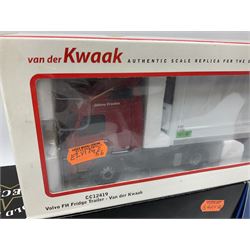 Three Corgi 1:50 scale lorries - Gold Star Special ERF EC Petrol Tanker - BP No.CC11907; limited edition Knights of Old 50th Anniversary 1953-2003 Scania Topline Curtainside No.12911; and limited edition Volvo FH Fridge Trailer - Van der Kwaak No.CC12419; all boxed (3)