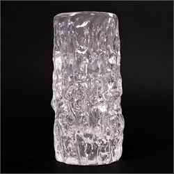 Geoffrey Baxter Whitefriars clear Tree bark vase, H15cm