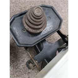 Gloster Saro Bedford aircraft refueller plaque, together with a brass coal bucket and a set of metal weighing scales, plaque 31cm x 10cm