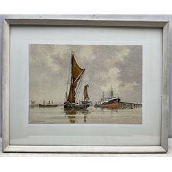 John Corke (British Contemporary): 'Off Saltend', watercolour signed, titled and dated 1955 on printed label verso 24cm x 35cm