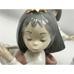 Six Lladro figures of the China doll set and Oriental doll set, comprising Playing the Flute no.6150, Bearing Flowers no.6151, Flower Gazer no. 6152, Oriental Dance no. 6230, Oriental Lantern no. 6231 and Oriental Beauty no. 6232, largest H20cm