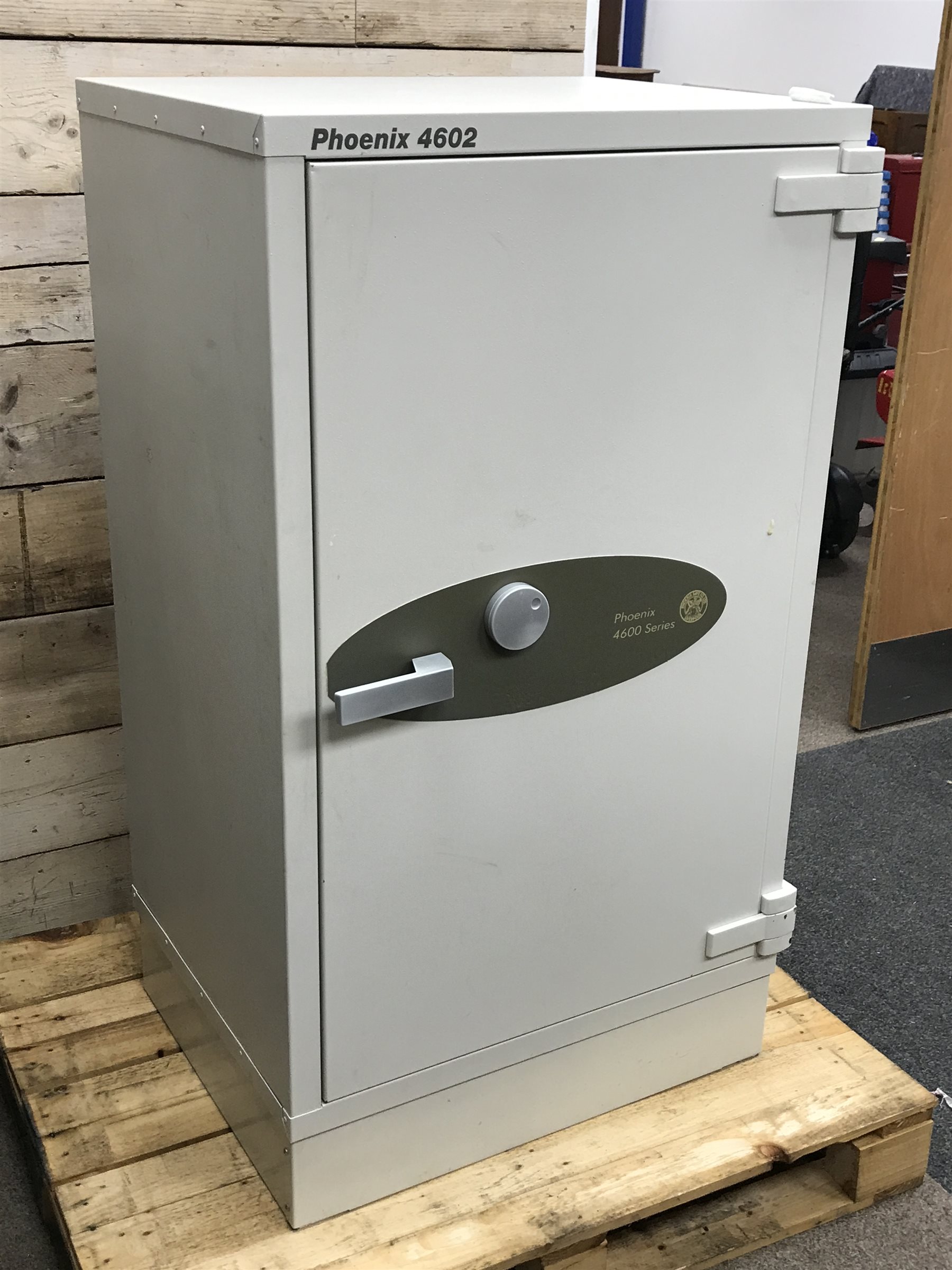 Large commercial safe by Phoenix, model no. 4602, interior fitted with three adjustable shelves, with two keys, external dimensions - W80cm (including hinges), H138cm, D64cm (including hinges), internal dimensions - W47cm, H93cm, D30cm 