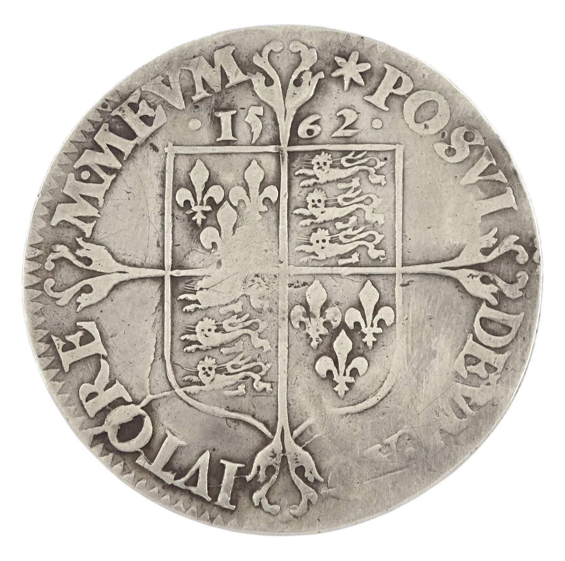 Elizabeth I 1562 milled silver sixpence coin