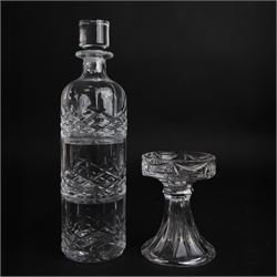 Waterford Marquis stacking decanter and tumbler set, together with Waterford candle stick 