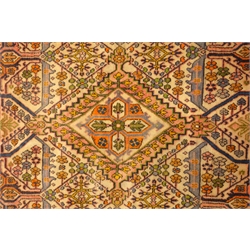  Fine Keshan multicoloured rug, central medallion, repeating border, 156cm x 108cm  