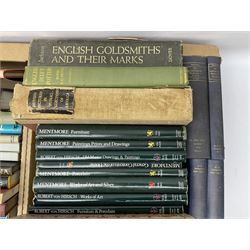 Antique reference works and other books, to include British Antique furniture, Decorative Arts, Sea Paintings, Sotheby's Bidding for Class etc in five boxes 