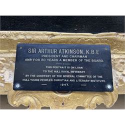 Frederick (Fred) William Elwell RA (British 1870-1958): 'Portrait of Major Arthur Joseph Atkinson (1864-1959), oil on canvas laid on to panel signed, inscribed verso 66cm x 55cm
Provenance: from The Bell Hotel, Driffield; purchased Dee Atkinson & Harrison 21st November 2006