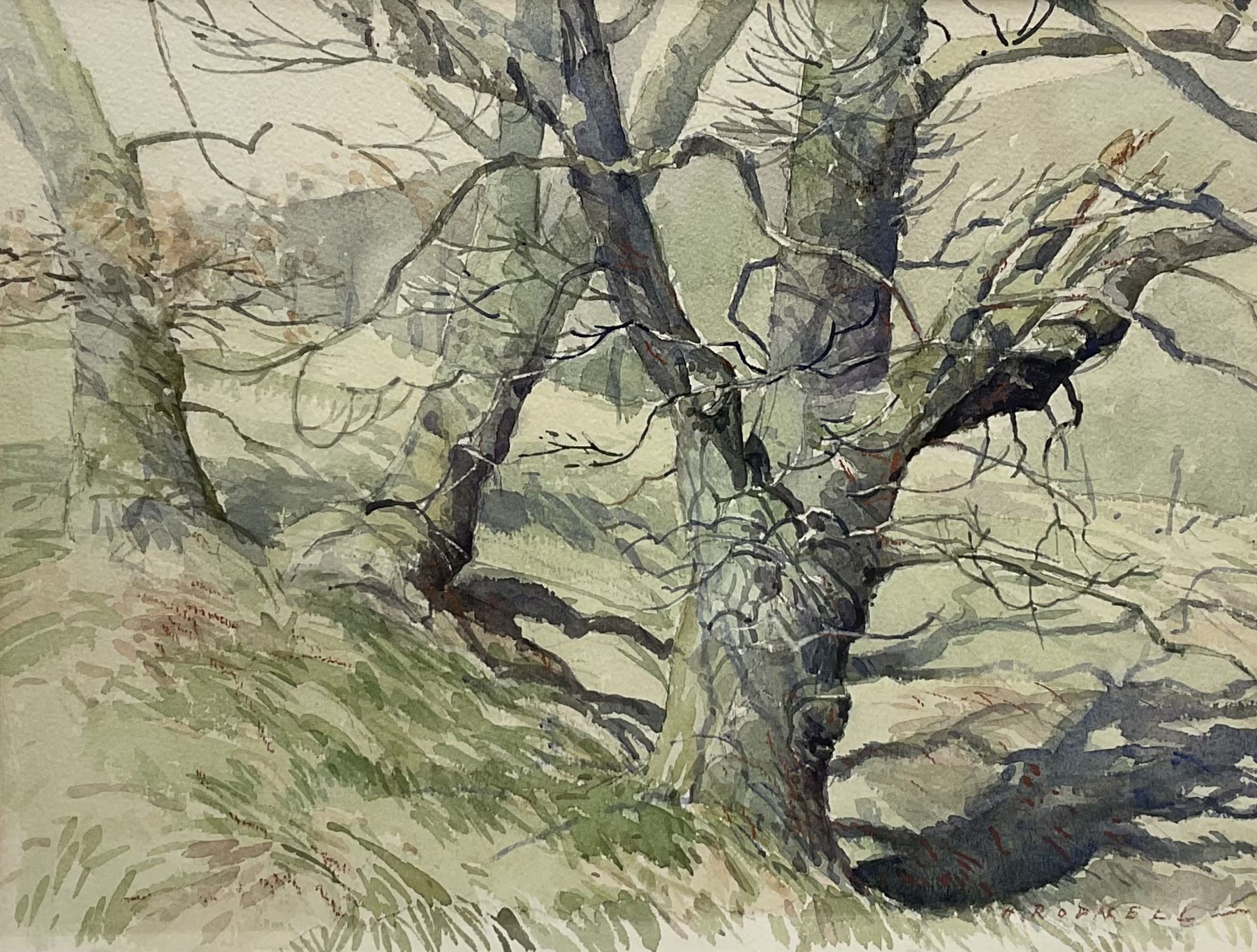 Herbert Rodmell (British 1913-1994): 'Oak Trees in Bransdale North Yorkshire, watercolour signed 34cm x 44cm
Provenance: Direct from the family of the artist.
