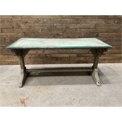 Early 20th century painted wood and enamel Military folding campaign table
