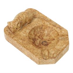 Mouseman - oak ashtray, of rectangular form with canted corners, with carved mouse signature, by the workshop of Robert Thompson of Kilburn