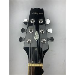 Aria Les Paul style electric guitar, no.037704CH L102cm; with amplifier, soft carrying case and stand; together with various guitar songbooks etc