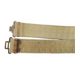 Canvas army kit bag, together with canvus officers pistol holster, and two belts
