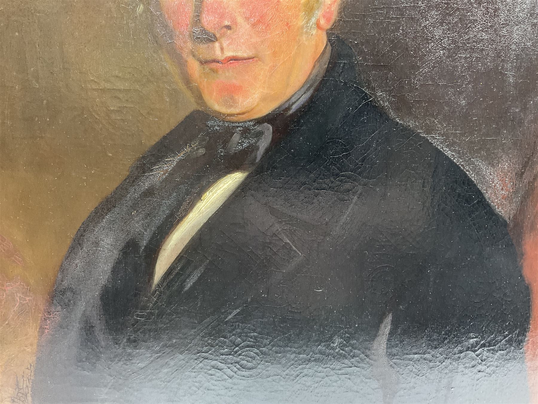 Mrs Richard Hardey (Hannah Maria Hudson) (Hull 1815-1865): George Earle (1782-1863) and Mary Foster - Half Length Portraits, pair oval oils on canvas, the latter signed and dated 1854 verso 74cm x 62cm (2) 

Notes: Hannah Maria Hudson, daughter of Wesleyan Minister Revd. Benjamin Brook Hudson and his wife Hannah, was born in Dumfries in 1815, but soon moved to Barrow upon Humber where her father was a minister. She married Mr Richard Hardey (1816-1889) on 23rd April 1840 and the couple moved to Hull. Hannah worked as a talented, if relatively unknown, portrait painter, working under the name of 'Mrs Richard Hardey'. Sadly, Hannah developed breast cancer and died in January 1865, while Richard went on to work as a successful portrait photographer. 

George Earle Jnr was the son of George Earle Snr (1748-1827), who migrated to Hull c.1777 and established himself as a stonemason, architect and speculative builder, and Mary Hargrave, daughter of stone mason and carver-gilder, Jeremiah Hargrave. George Jnr. married Mary Foster at St Mary's Church, Sculcoates on 19th February 1811, and, alongside his brother Thomas, established a business as Hull merchants who were, for a time, the town's leading importers of slate, stone, and Italian marble. In the 1851 census, he is listed as a 'Merchant, Ship Owner & Cement Manufacturer'. George Jnr's nephews Charles Foster Earle (1819-1870) and William Joel Earle (1824-1871) would go on to found C and W Earle (Earle's Shipbuilding) in 1845, having bought the Junction Foundry from James Livingston who built the first iron steam packet in 1831.