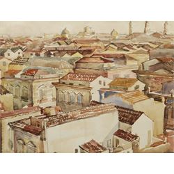 Attrib. Alexander Colles (Irish 1850-1945): Mediterranean Rooftops, watercolour signed and dated 1945, 36cm x 46cm