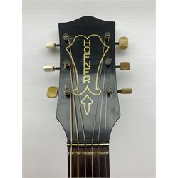 1958 Hofner Senator acoustic guitar with two-tone finish and Hofner label bearing serial no.5315, L104cm overall; in soft carrying case.