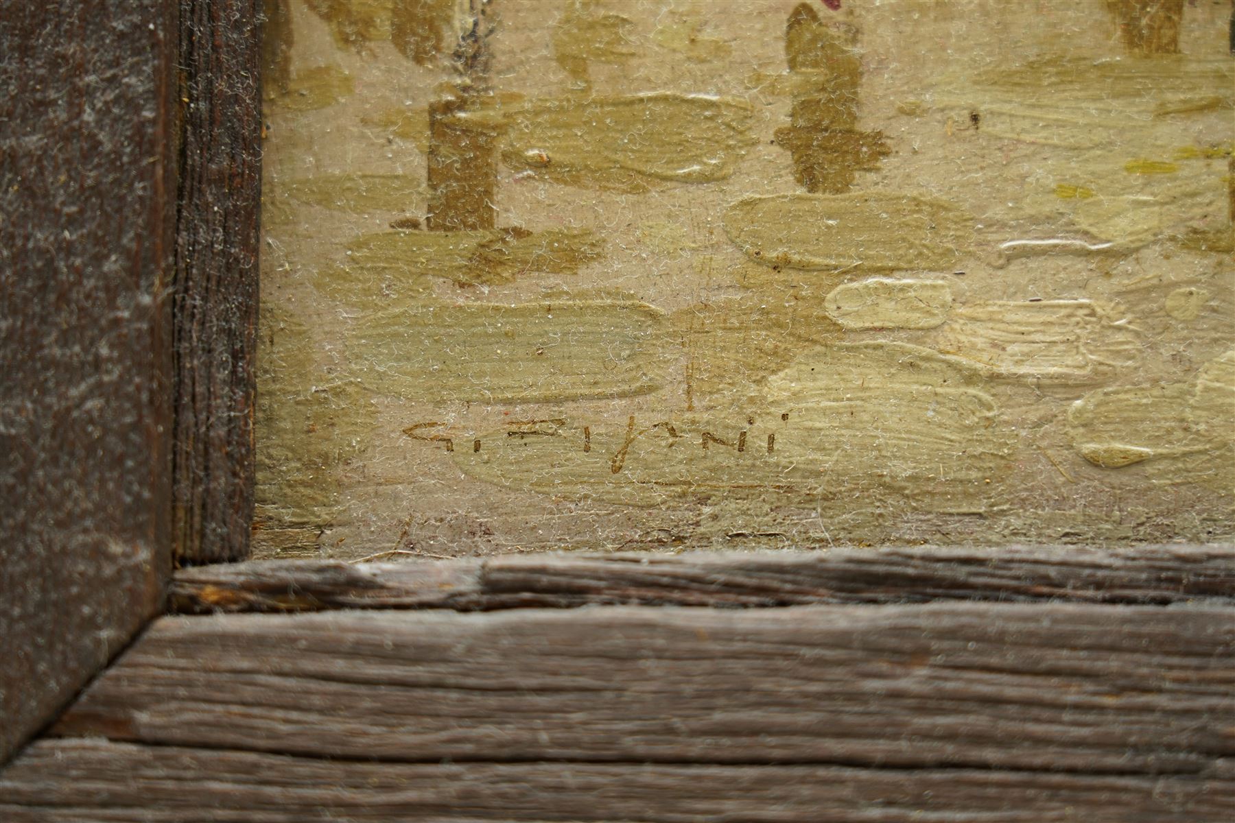 Gustavo Pisani (Italian 1877-1948): Figures and Flower Sellers in Napoli Markets, pair oils on panel signed 18cm x 23cm (2)