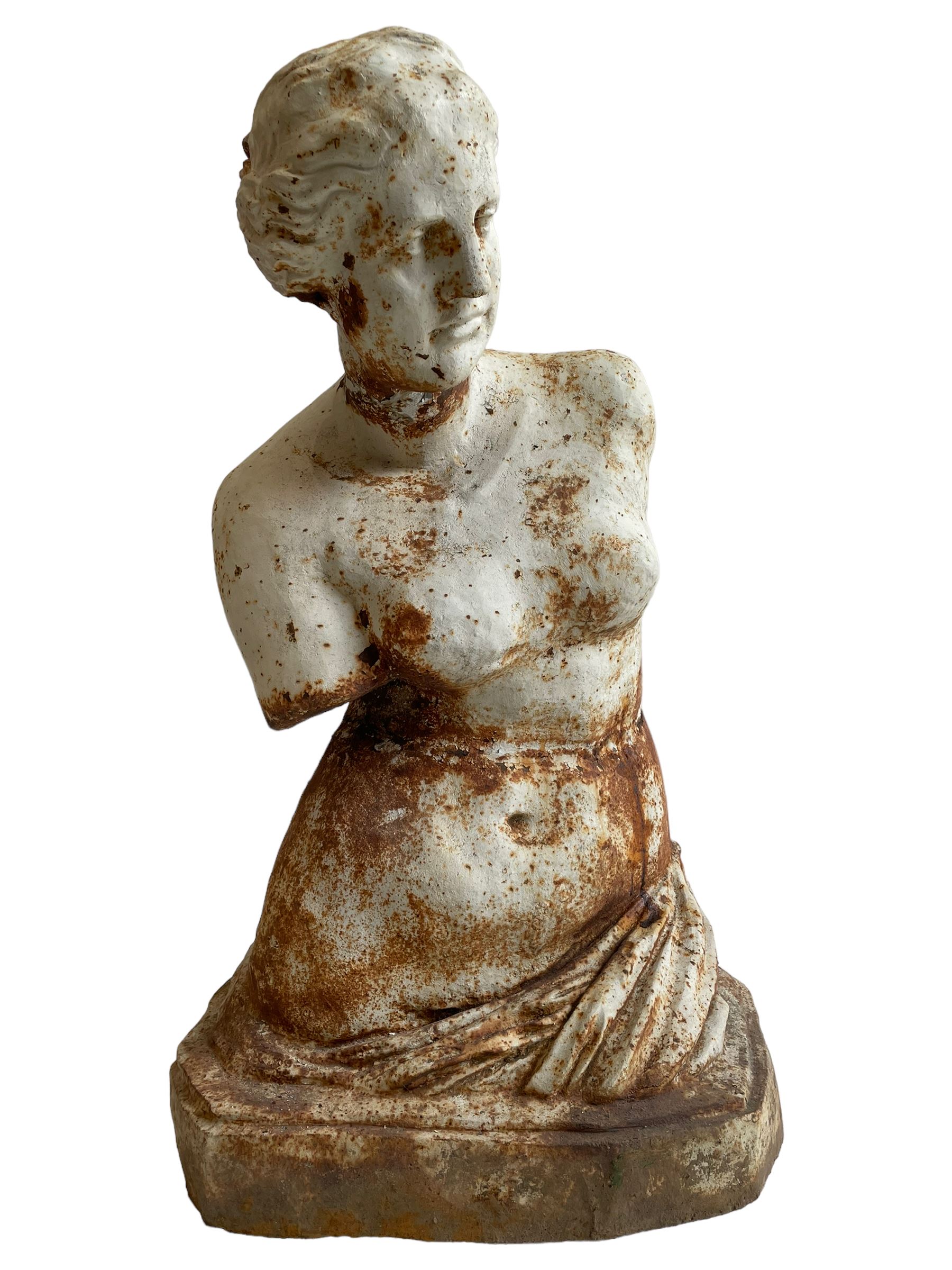 After Alexandros of Antioch - large cast iron figure of Venus de Milo or Aphrodite of Melos, depicting the torso and head