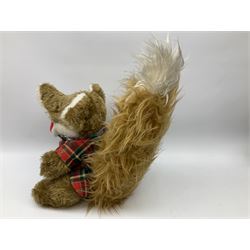 Vintage Basil Brush plush toy, in a tartan jacket together with a talking Basil Brush plush toy, tallest example H46cm