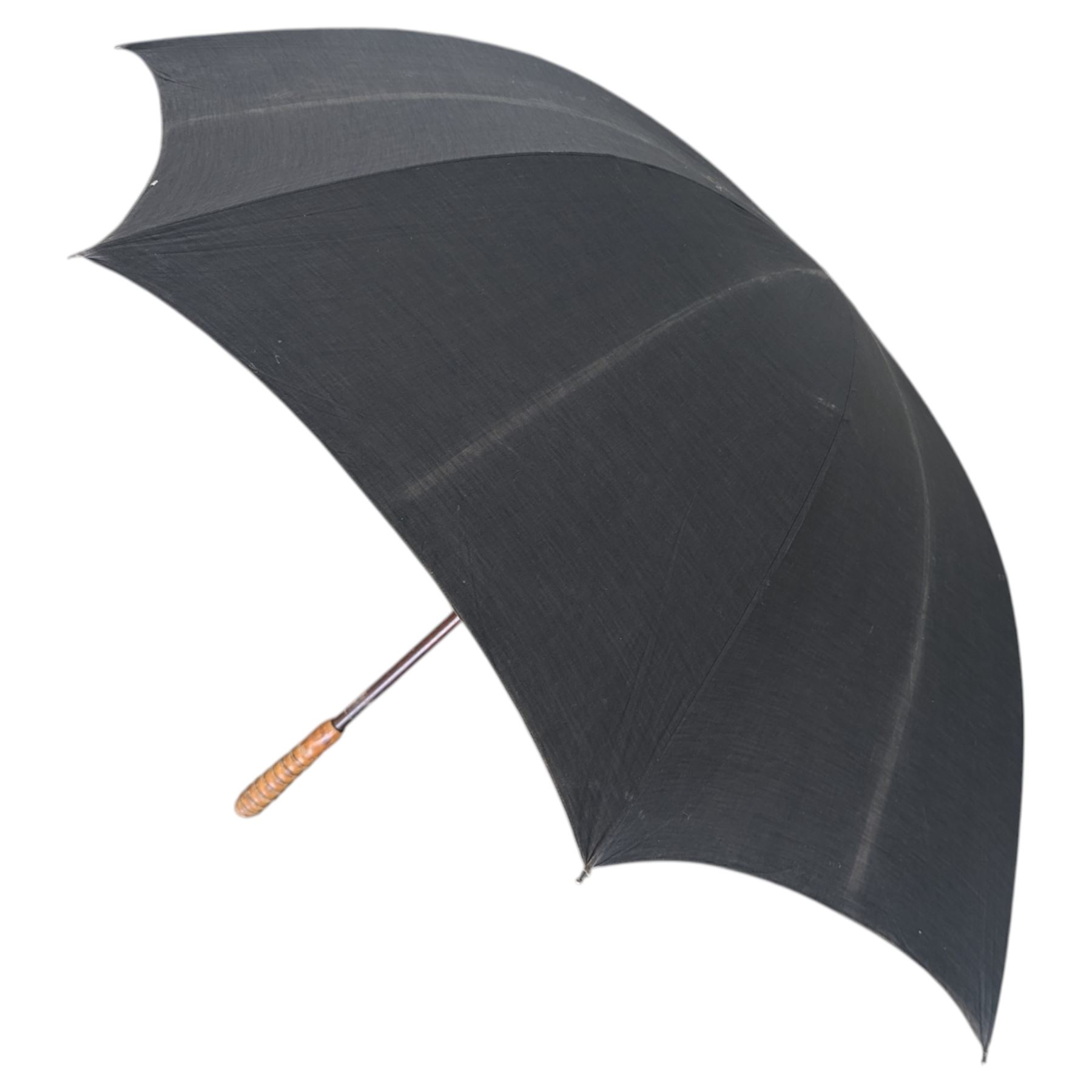 Three  Edwardian coachman's umbrellas with turned wooden handles, tallest H128cm