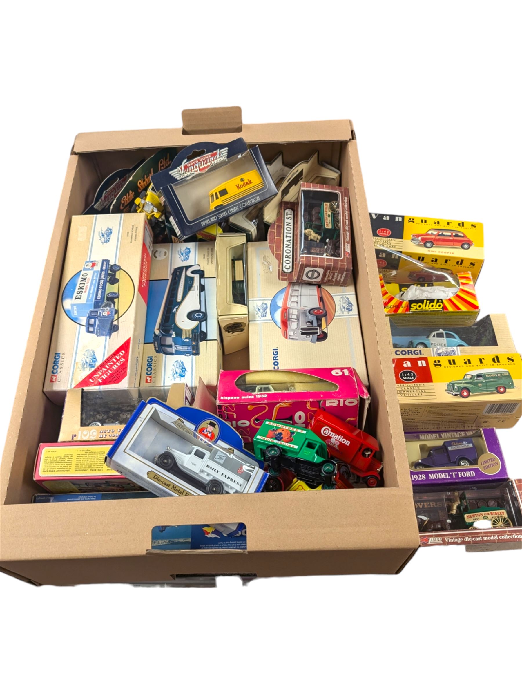 Collection of diecast model vehicles, including Corgi, Vanguards, Solido and LLedo examples