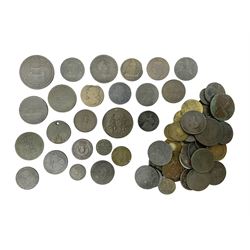 Coins and tokens, including Norwich Robert Blake Cotton and Bombazine Manufacturer two pence token, Hull Lead Works 1812 one penny, Flint Lead Works 1813 one penny, Canada 1837 half penny bank token, various gaming tokens etc