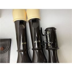 Collection of recorders to include three boxed Dolmetsch Tenor examples and two further treble examples, together with Japanese Aulos examples with cases etc