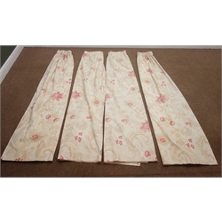  Two pairs Laura Ashley Baroque red pattern curtains, W155cm, Drop - 180cm  