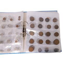 Great British pre-1947 silver coins, including two shillings, four florins, and two half crowns, and further pre decimal coins, in blue ring binder folder