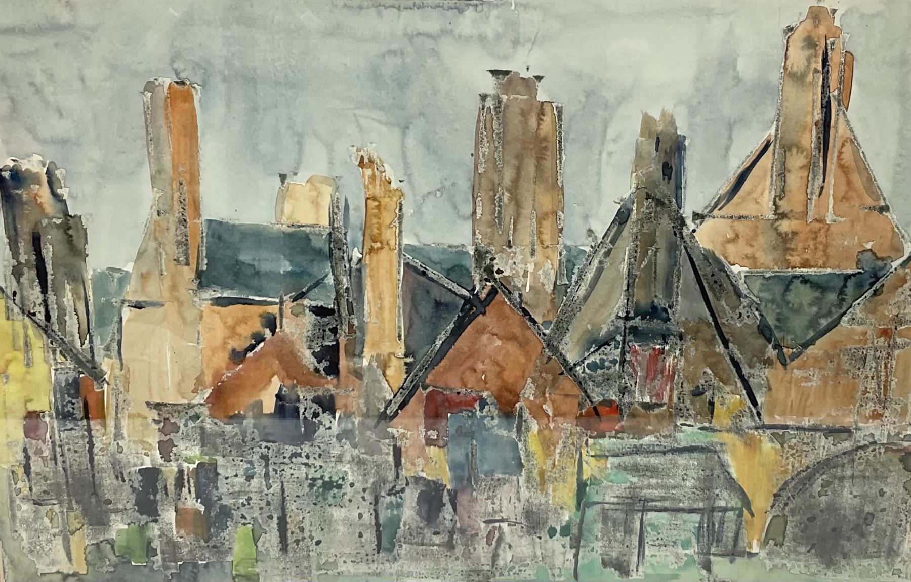 Attrib. Ken Spooner (British b.1942): Cornish Houses, mixed media unsigned 30cm x 46cm