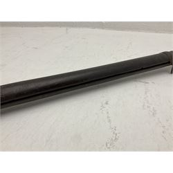 20th century Indian percussion musket, the 76cm barrel with two bands, indistinctly inscribed lock-plate, walnut full stock stamped 642 with brass butt and trigger guard and under barrel ramrod channel L121cm overall