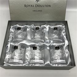 Boxed set of six Royal Doulton Crystal tumblers in the Lunar pattern