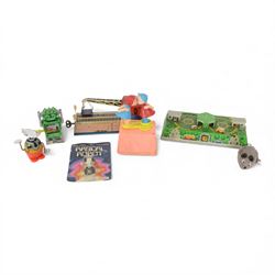 Vintage toys, including West German tin plate clockwork crane, Russian tin plate clock wor...