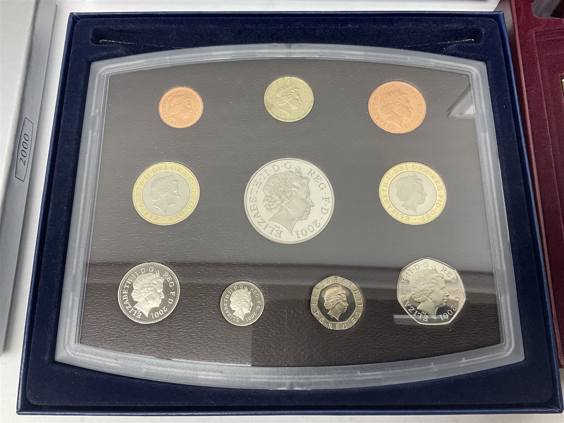 Four The Royal Mint United Kingdom proof coin collections, dated 2000, 2001, 2002 and 2003, all in display boxes with certificates
