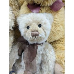 Small Charlie Bear 'Zoe' and a collection of other teddy bears and soft toys, Charlie Bear H28cm