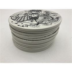 Bjorn Wiinblad for Nymolle Denmark set of twelve calendar wall plaques, D15cm