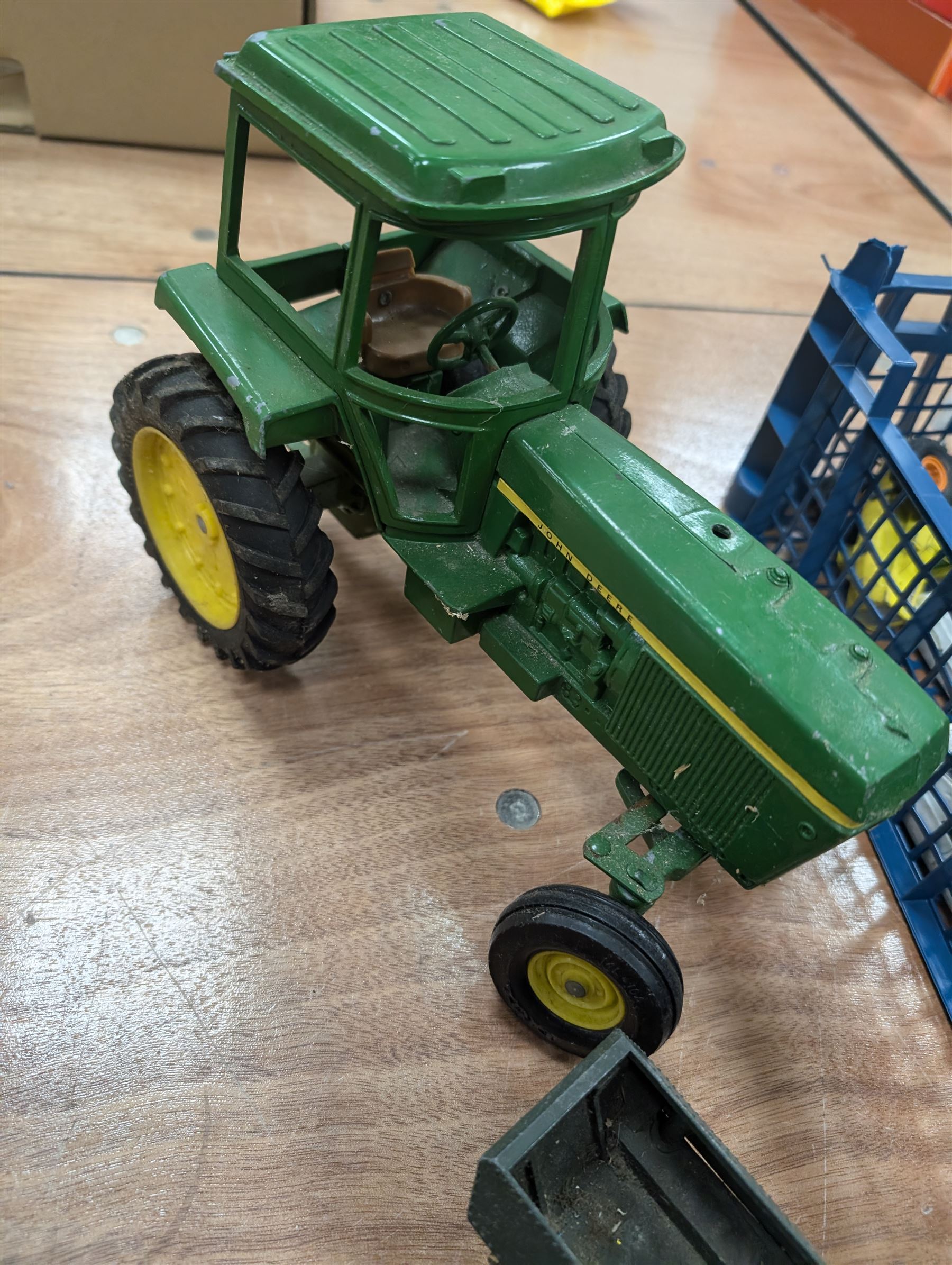 Diecast vehicles, including Britains John Deere tractor, two Corgi 007 Lotus Espirit, four Dinky tanks, etc