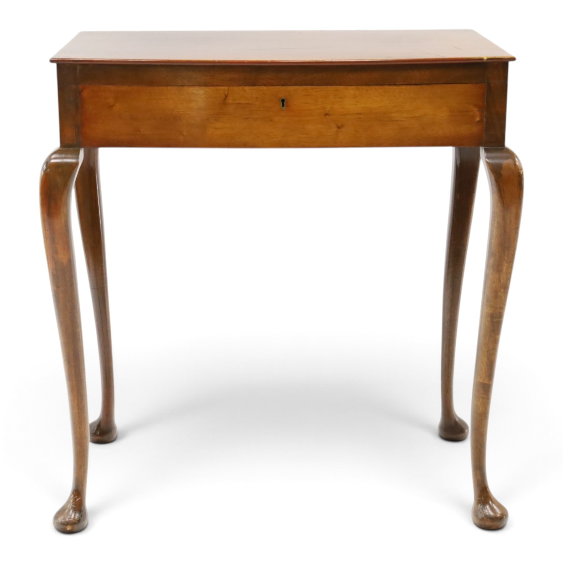 Canteen of plated Elkington Monarchy cutlery in mahogany table stand on cabriole legs W67cm