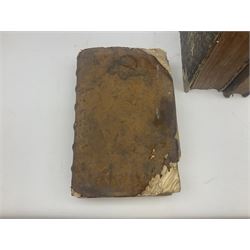 Sancti Gregorii Magni Papae Primi Opera , Sixti V Pont Max Iussu .... 1640 Paris. Two volumes in one with engraved galleon to each title page; R.P. Joan. Stephani Menochij Doctoris Theologi E Societate Jesu .... Editio Novissima .... Tomus Primus. 1683 Lugduni Francisci Comba; and two other similar leather bound folio volumes lacking title pages (4)