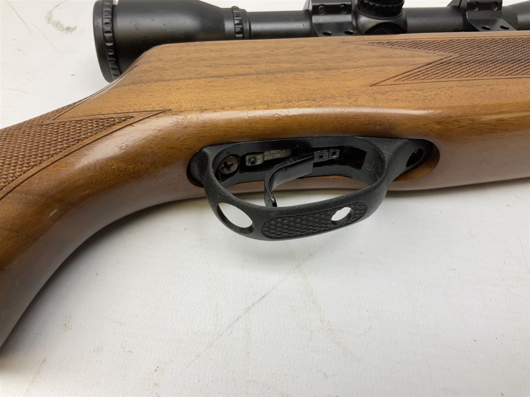 Hatsan Model 60S .22 air rifle with break-barrel action and Hawke 4 x 32 telescopic sight L115cm; in Field Sport fleece lined gun sling