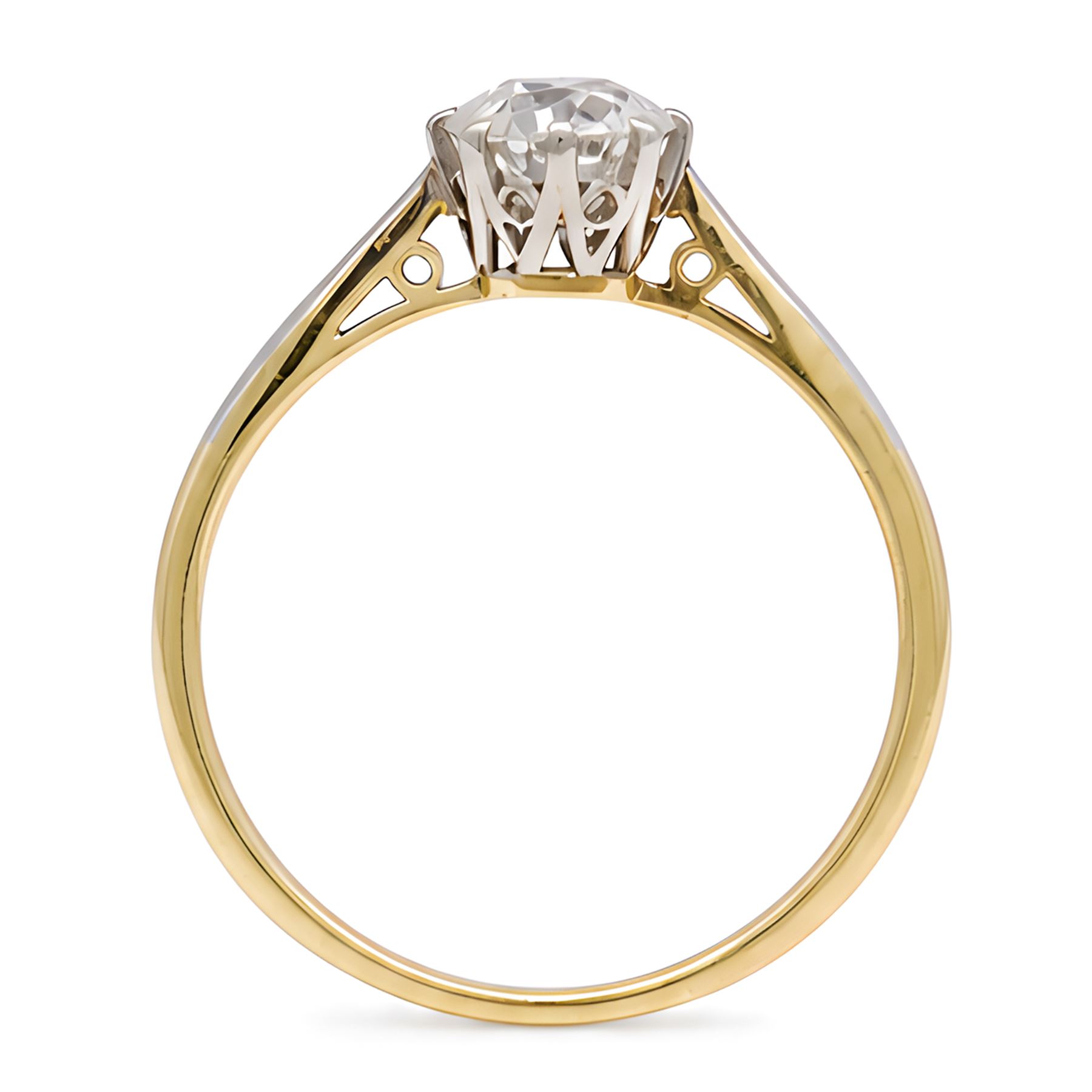 Early 20th century diamond ring, eight claw set with a single old cut diamond of approx 0.85 carat, stamped 18ct