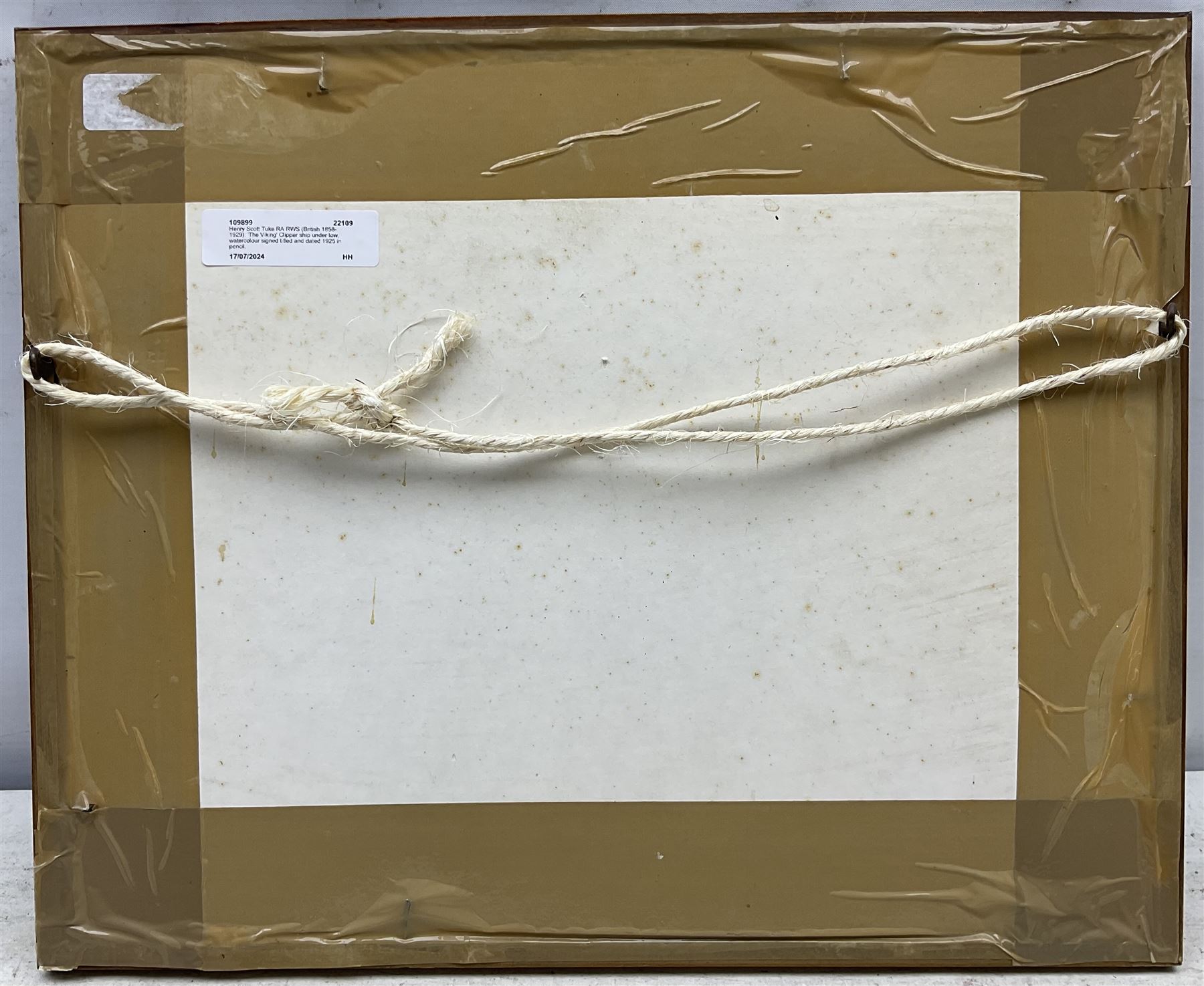 Henry Scott Tuke RA RWS (British 1858-1929): 'The Viking' - Clipper Ship Under Tow, watercolour signed titled and dated 1925 in pencil, 13cm x 21cm