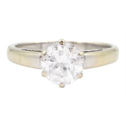 18ct gold single stone old cut diamond ring, diamond approx 1.10 carat